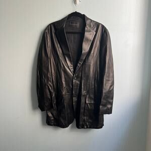 Vintage Donna Karen Black Leather Blazer Coat